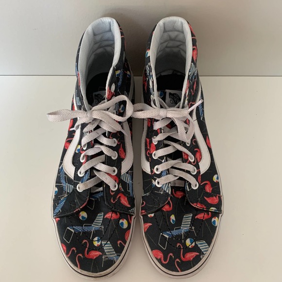 Vans Off The Wall SK8-Hi Reissue Pool Vibes sneakers black with flamingos unisex - Picture 6 of 13